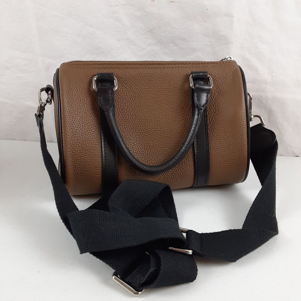 DUYP Melodie Cecile Pebbled Leather Shoulder Bag Brown & Black Satchel W/ Insert